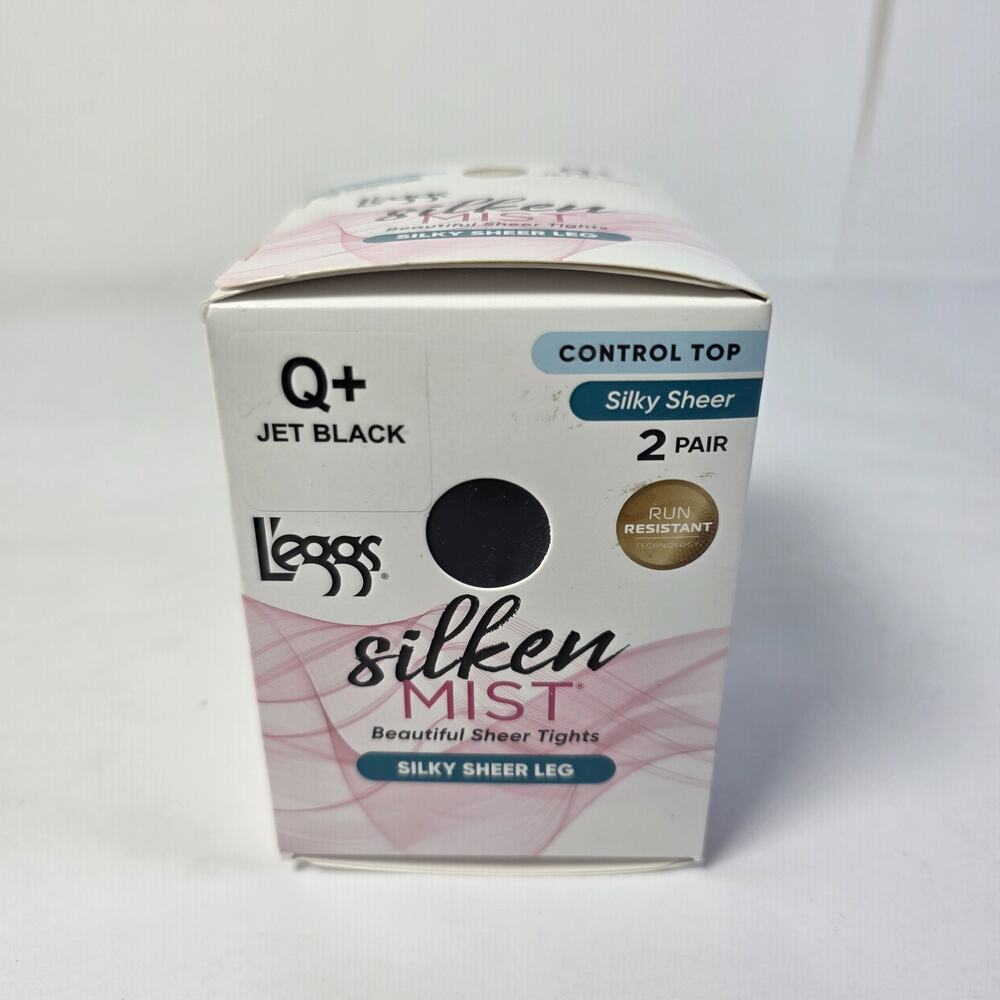L'eggs Silken Mist Silky Sheer Leg Control Top Tights, 2 Pairs Jet Black Size Q+